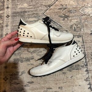 Tods studded leather white black sneakers size 35